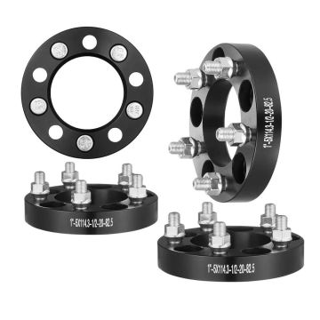 Wheel adapters, 1 inch, 82.5 mm bore, black, 4 pcs., jeep and ford 1984–2013