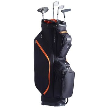 Golf bag 36 inches with 14 compartments and 13 pockets, black orange