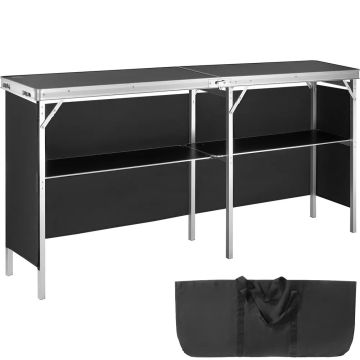 Foldable portable podium table with storage box, 1980x385x880 mm