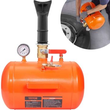 Tire bead cleaning and tightening tool with pressure gauge, 19 L, 85-116 PSI