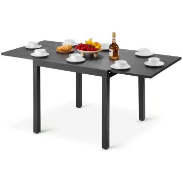 Rozkładany stół do jadalni na zewnątrz, 80-160 cm, aluminium, ciemnoszary