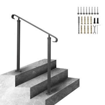 Wrought iron adjustable black outdoor railing with installation kit