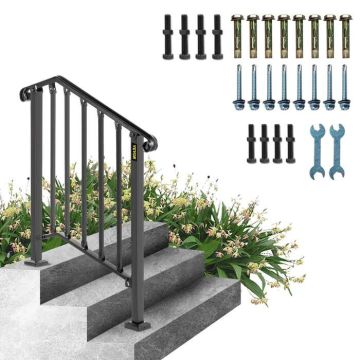 Iron X handrail with barriers, 2 steps