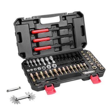 61-piece thread rethreading and restoration tool set, hardened steel