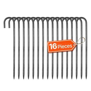 Galvanized steel ground anchors, 406.4 mm, J-shaped (16 pcs.)