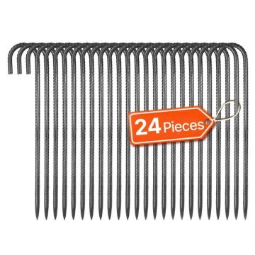 16 inch galvanized J-shaped rebar stakes, 24-pack