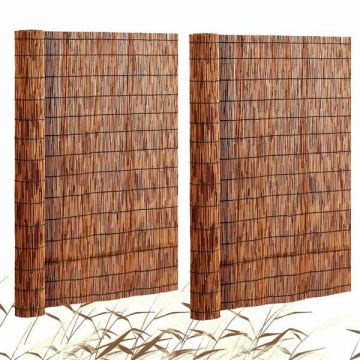 Natural Reed Fence, 4 x 16.4 ft, Brown, 2 pcs. for Balcony and Garden