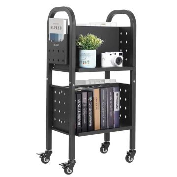 Library book trolley, 70 kg, 45x33x88 cm, black