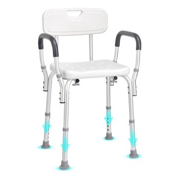 Shower chair with backrest, height-adjustable, non-slip, up to 158.8 kg