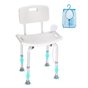 Shower chair with backrest, height-adjustable, non-slip, 158.8 kg load capacity