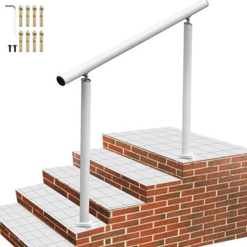 Outdoor White Aluminum Stair Railing, 4 Feet, Adjustable