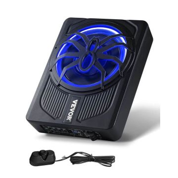 10-calowy subwoofer o mocy 440 W montowany pod siedzeniem, z niebieskim podświetleniem i wzmacniaczem