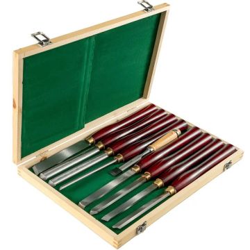 Zestaw dłut do drewna, 8 szt., tokarka, 7-9 cali, czerwone etui