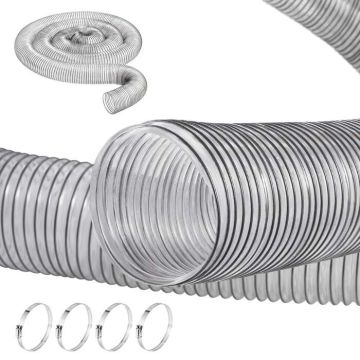 Wąż do odsysania pyłu, 10,2 cm x 609,6 cm, PVC, przezroczysty, elastyczny