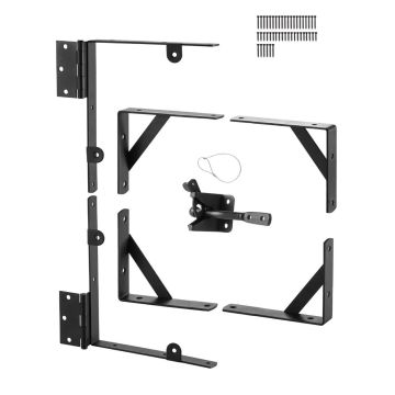 Gate corner reinforcement bracket with latch, black