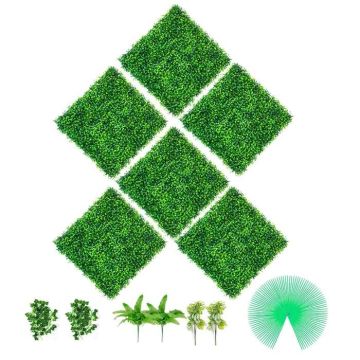 Artificial boxwood panels for hedge, 6 pcs., 20x20", PE artificial grass, privacy screen