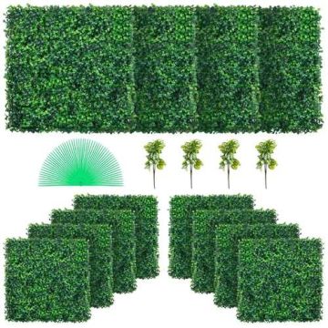 Artificial boxwood panels 20x20 cm, 12 pcs., green hedge for decoration