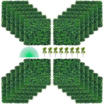 Artificial boxwood panels, 24 pcs., 20x20 cm, green hedge wall decor