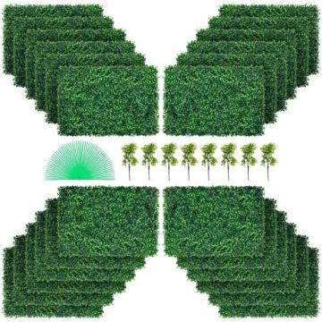 Artificial boxwood panels, 24x16", UV protection, 4 cm thick, green decor for the garden and yard