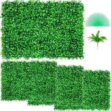 Artificial boxwood panels, 24x16 cm, green hedge 4 pcs.