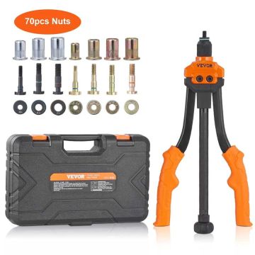 Rivet nut set with tool, 35.6 cm, 70 pcs., metric and SAE shanks