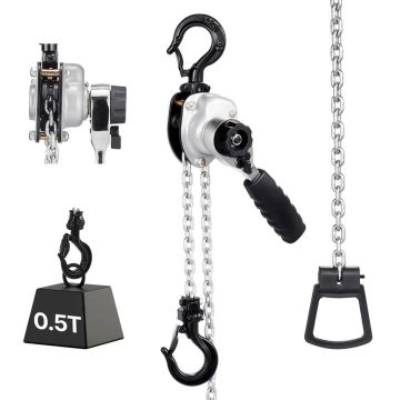 Manual chain hoist 0.5 T, 6 m, G80 steel chain, double brake