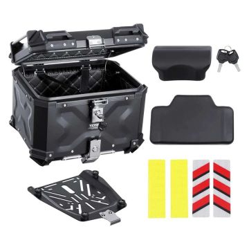 Aluminum universal motorcycle rear top case, 45 L, waterproof
