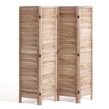 Wooden folding room divider, 4 panels, 170 cm high