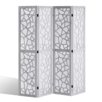 Wooden 4-panel folding partition, 67 inches high