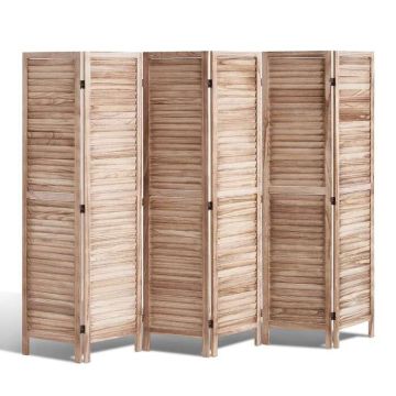 Wooden 6-panel folding room divider, 170 cm high