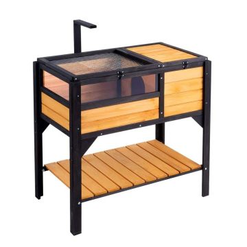 Wooden turtle house for indoors and outdoors with stand