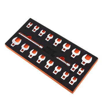 20-piece crowfoot wrench set, 3/8", SAE and metric, EVA case