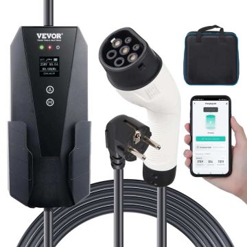 Przenośna stacja ładowania pojazdów elektrycznych, 16A, 3,7 kW, kabel 8,6 m, LCD, IP66