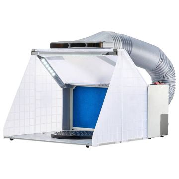 Portable airbrush painting booth with LED and fan