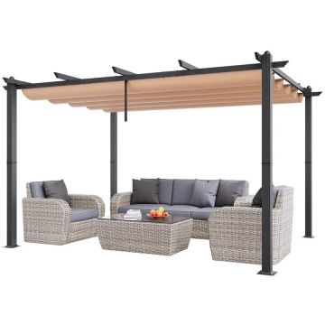 Pergola ogrodowa aluminiowa 10x13 z rozsuwanym daszkiem, beżowa