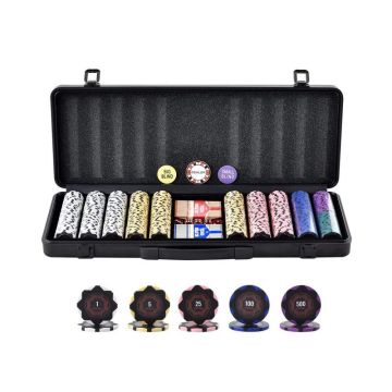 Poker chip set 500 pieces with cards and dice