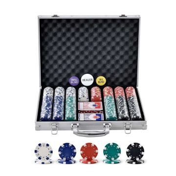 Poker chip set, 500 pieces, aluminum case, texas hold'em