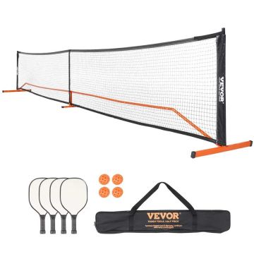 Pickleball Net Set 26.75" Portable Outdoor System with Basket, Balls and Paddles