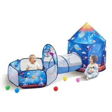 Children's play tent with tunnel, royal blue, carrying bag
