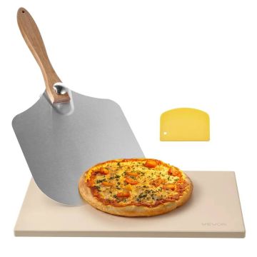 Kamień do pizzy z kordierytu prostokątny 508x355 mm z łopatką aluminiową, grubość 15 mm