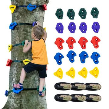 Ninja tree climbing set with holders and straps, for outdoor training