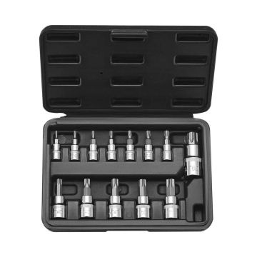 Torx bit set, 13 pieces, S2 and cr-v steel, T8-T60, 1/4-1/2 inch