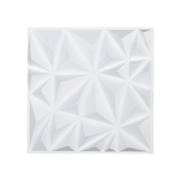 3D PVC wall panels, 33 pcs., 11.8x11.8 cm, matte white
