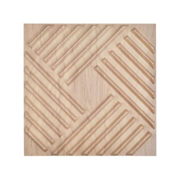 3D PVC wall panels, 12 pcs., 19.7x19.7 cm, light wood color.