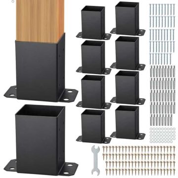 Post brackets 101.6x101.6 mm, 10 pcs., matte black, powder coated