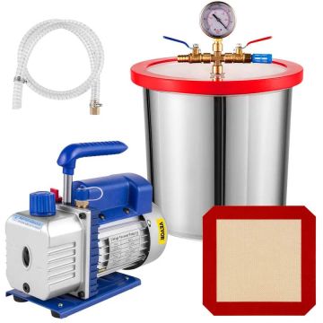 Vacuum pump 3 CFM 1/4 HP with 13 L vacuum chamber, HVAC refrigeration kit