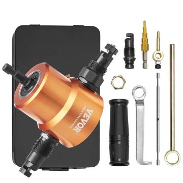 Double-headed sheet metal cutter, drilling attachment