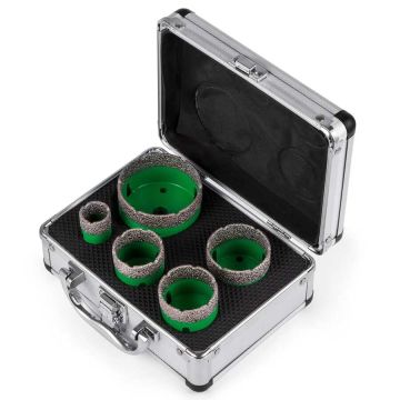 Diamond hole saw set for tiles and stone, 5 pcs.