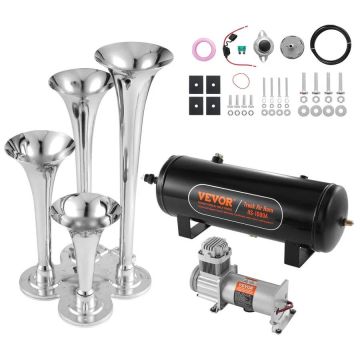 Train signal set 4 trumpets 150 db 12 V air compressor 10 L tank