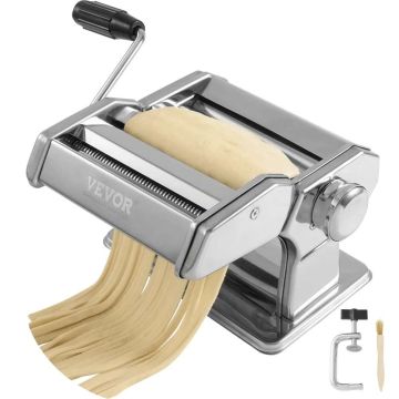 Pasta maker, stainless steel, 9 thickness settings, manual press